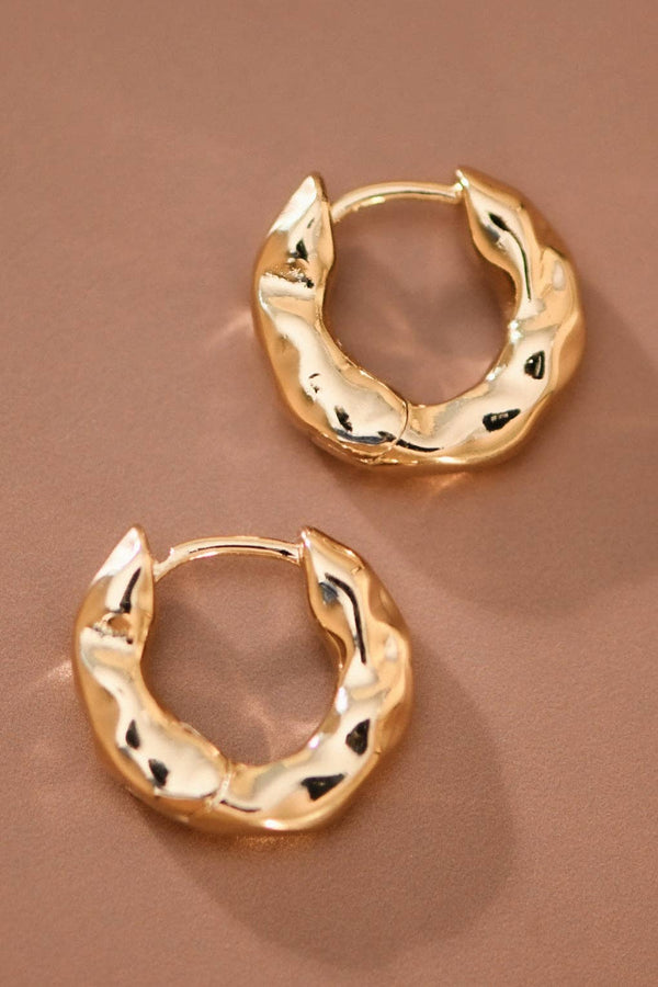 Gold Plated Small Hammered Hoops