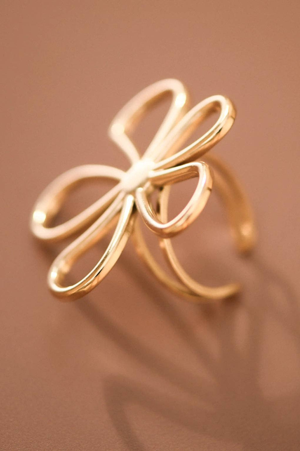 18K Gold Plated Stainless Steel Open Flower Ring