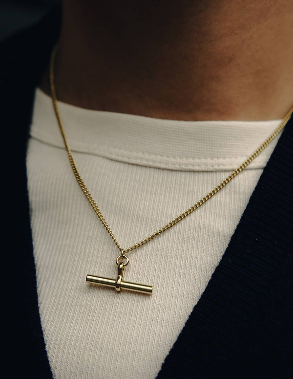 Waterproof Gold T-Bar Chain Necklace