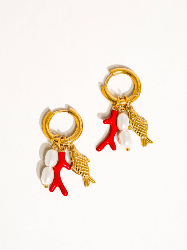 Gold Plated & Non-Tarnish Fish Pearl Earrings