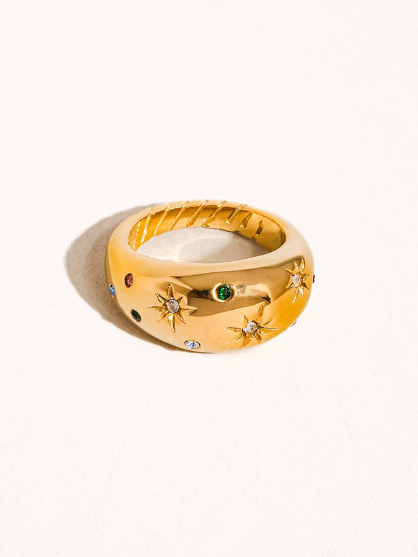Waterproof Gold Plated Star Dome Ring