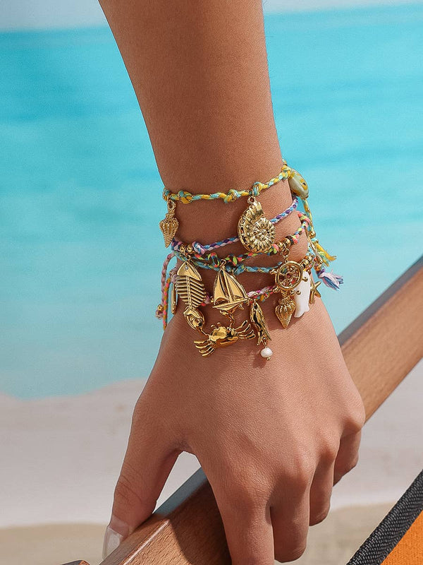 Gold Plated & Non-Tarnish Summer Rope Charm Bracelet
