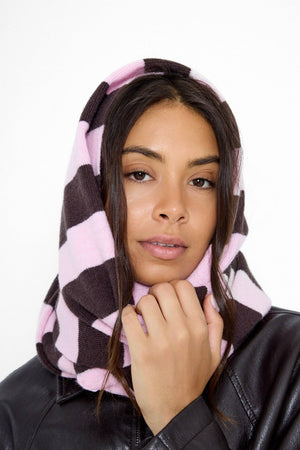Knitted Stripe Scarf  in Pink and Brown