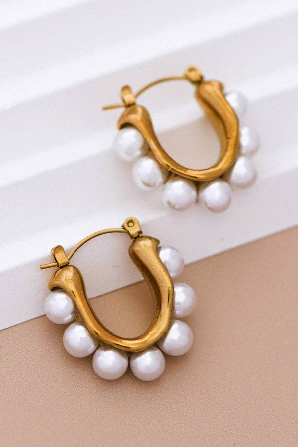 18K Gold Plated Waterproof Stainless Steel Hoop Earrings - 7019
