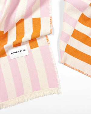 Tiles Cotton Blanket Pink Carrot