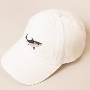 Shark Embroidered Cotton Baseball Dad Cap