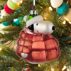 Glass Ornament  Peanuts™ Snoopy in Red Puffer Jacket