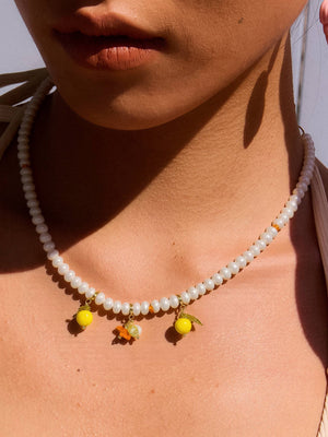 18K Gold Vintage Lemon Freshwater Pearl Necklace