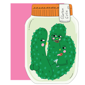 Gherkin Girlie- Die cut greeting card