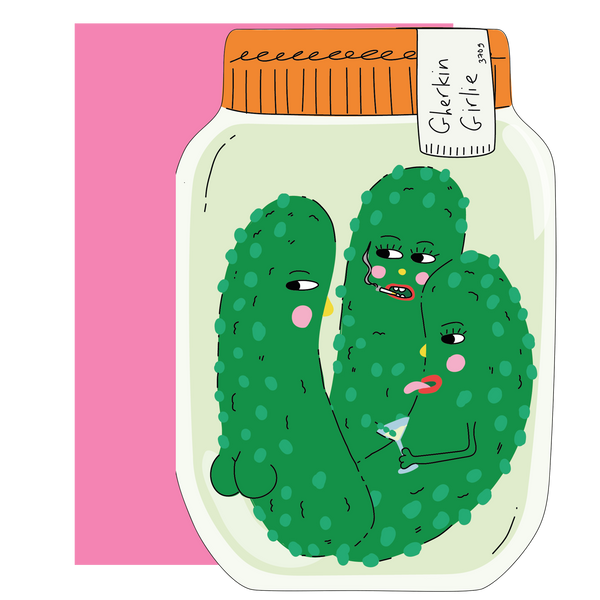 Gherkin Girlie- Die cut greeting card