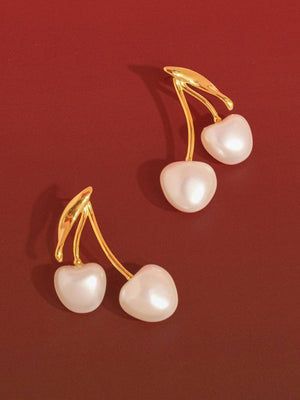 Chérie 18K Gold Pearl Cherry Earrings