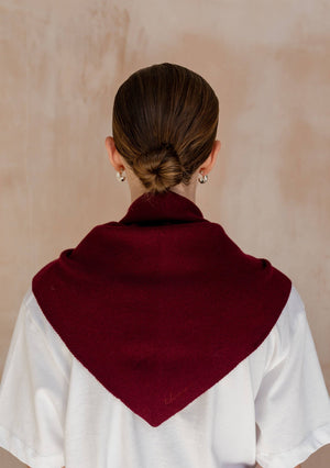 Merino Wool Triangle Scarf in Burgundy