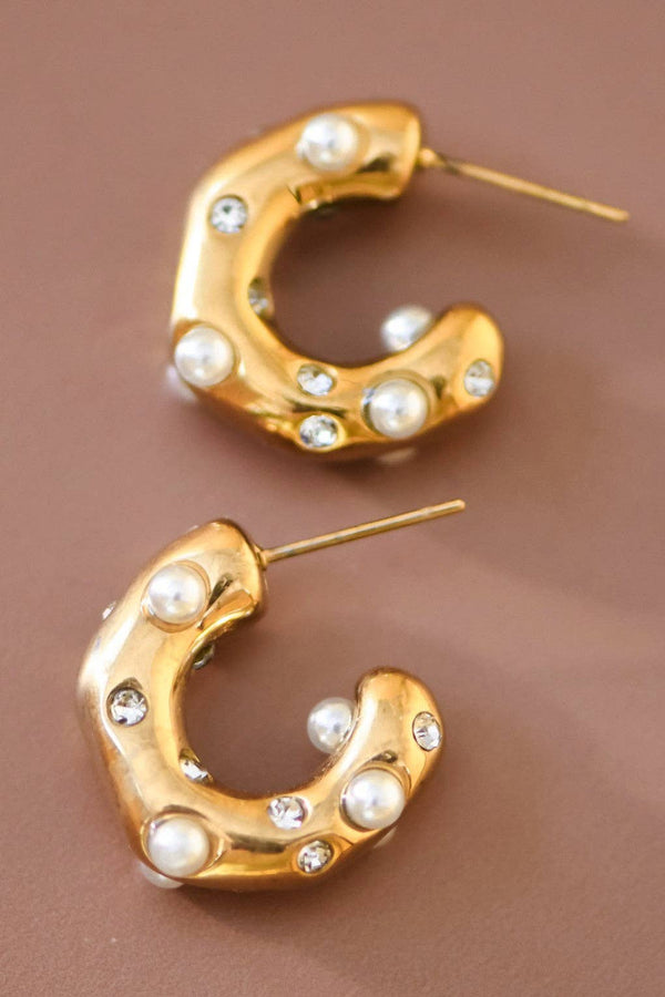 18K Gold Plated Waterproof Stainless Steel Hoop Earrings