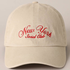 New York Social Club Text Embroidery Baseball Cap
