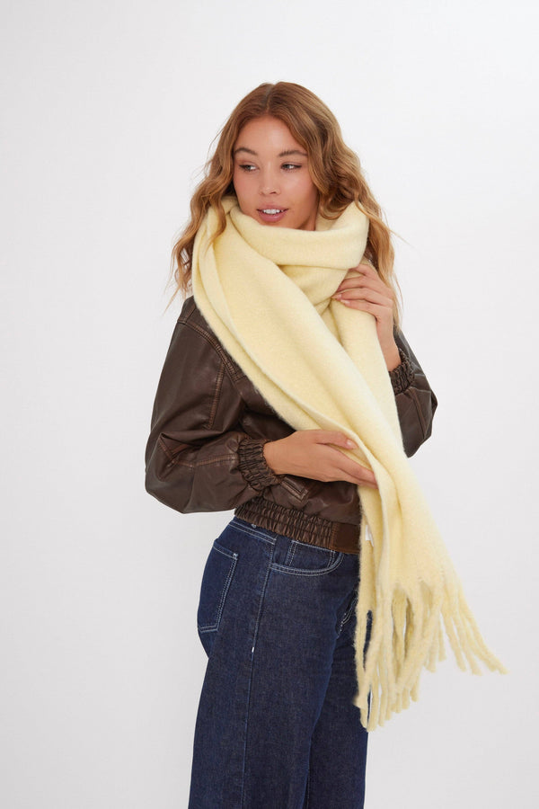 Oversized Chunky Blanket Scarf in Butter Yellow