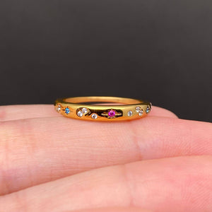 Colored Zircon Inlaid Star 18K Gold Plated SS Ring - FGS/MS