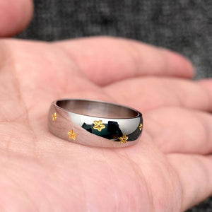 18K Gold Plated Stainless Steel Star Two Tone Ring