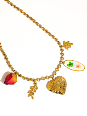 Gold Plated & Non Tarnish Vintage Locket Charm Necklace