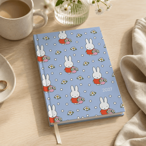 Miffy 2027 A5 Diary - Week-to-View - Blue Flowers