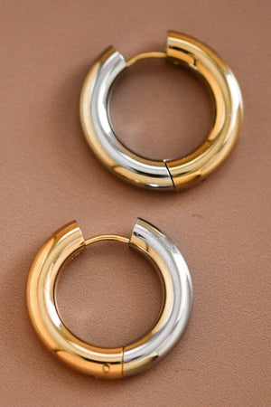 18K Gold Plated Waterproof Stainless Steel Hoop Earrings