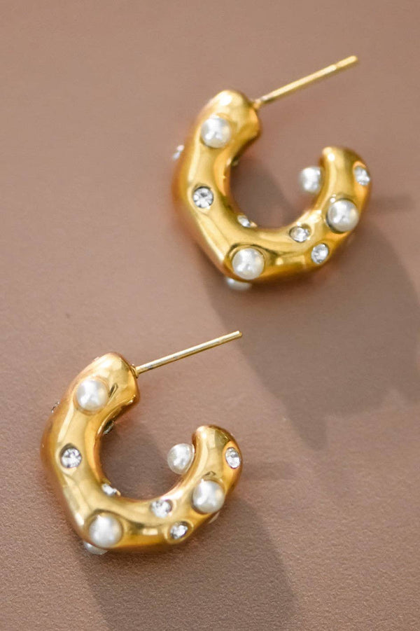 18K Gold Plated Waterproof Stainless Steel Hoop Earrings