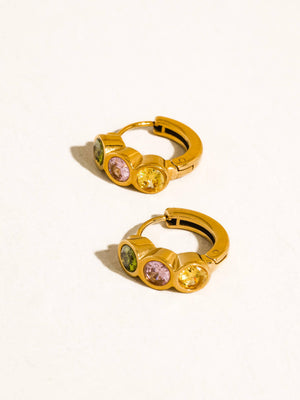 Azelia 18K Gold Non-Tarnish Colourful CZ Hoop Earrings