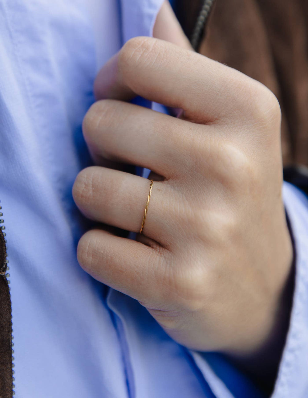 Waterproof Fine Rope Twist Ring