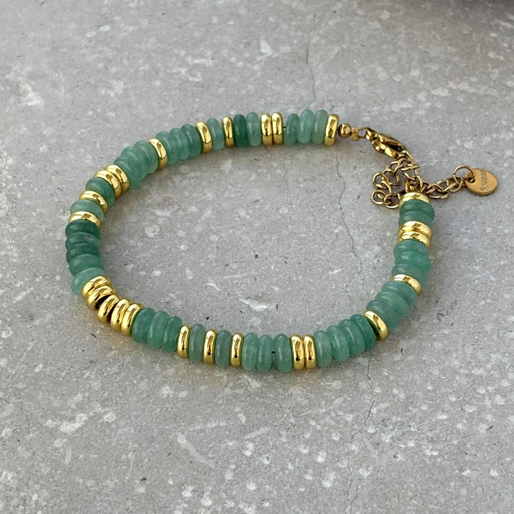 Tarnish Resistant Stone And Gold Beaded Bracelet