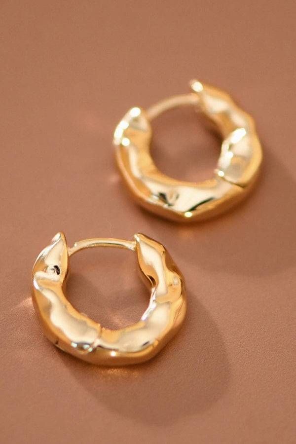 Gold Plated Small Hammered Hoops