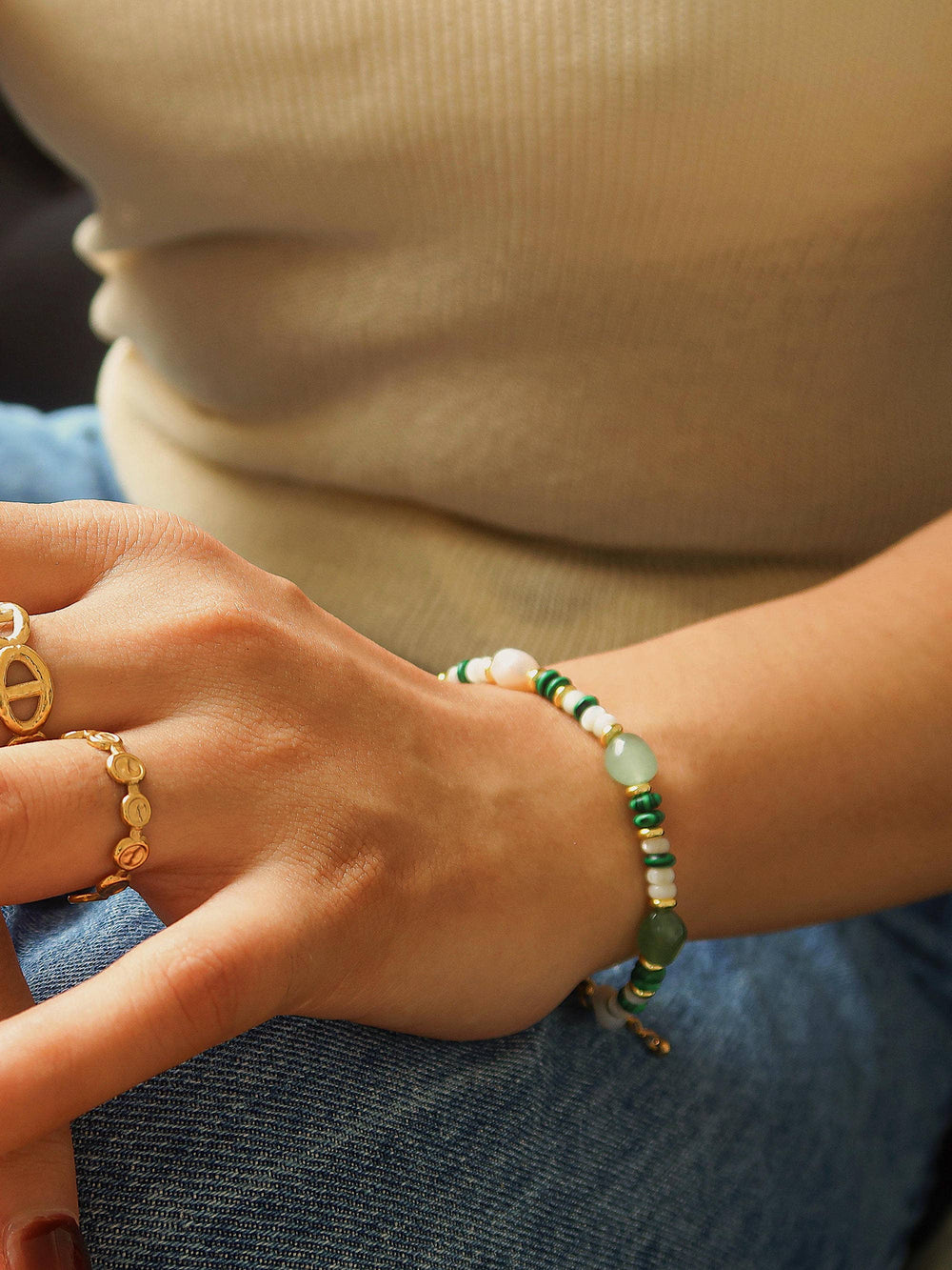 Non-Tarnish Bohemian Stone and Bead Bracelet