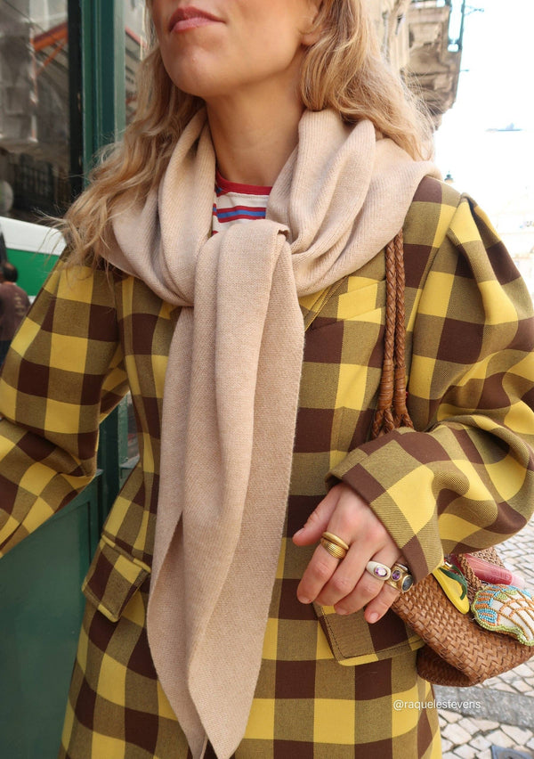 Large Merino Wool Triangle Scarf in Sourdough