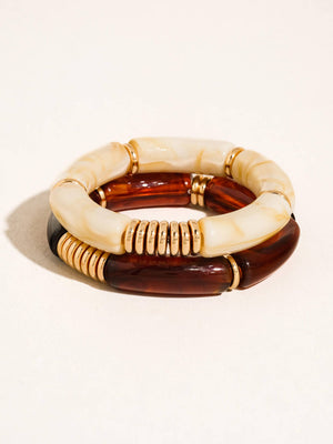 18K Gold Non-Tarnish Chunky Resin Bangle Set