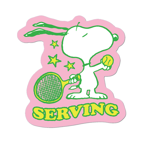 Serving by Snoopy (Tennis) - Die-Cut Sticker (Back to School)