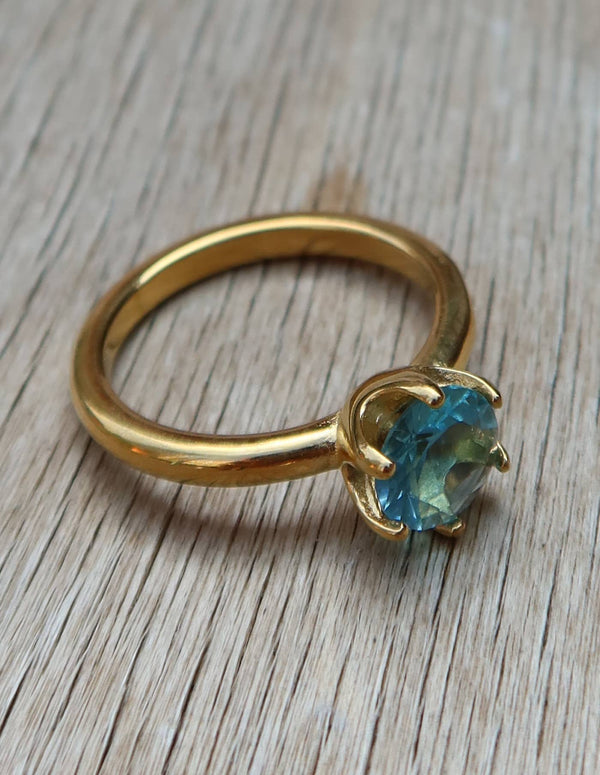 Waterproof Blue Gemstone Ring