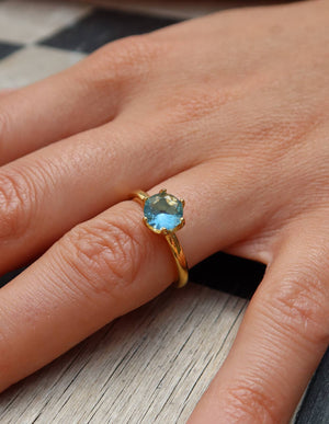 Waterproof Blue Gemstone Ring