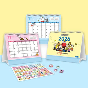 PEANUTS Snoopy 2026 Desk Calendar with deco stickers