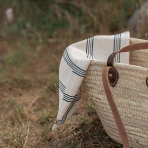 Handwoven Straw Beach Bag with Leather Handles