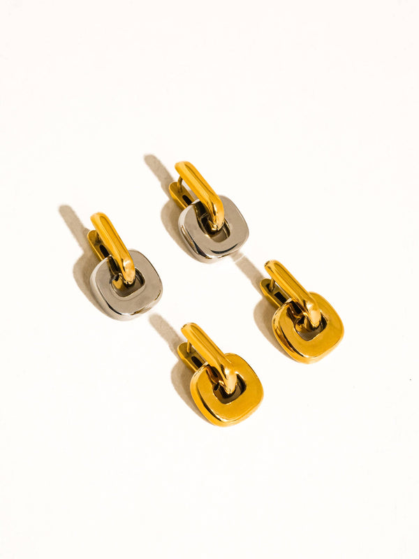 Gold Non-Tarnish Link Drop Earrings