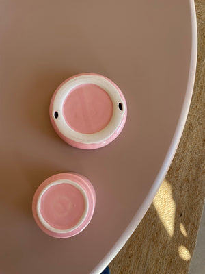 Pink Bubble Glazed Ceramic Cup and Saucer Set