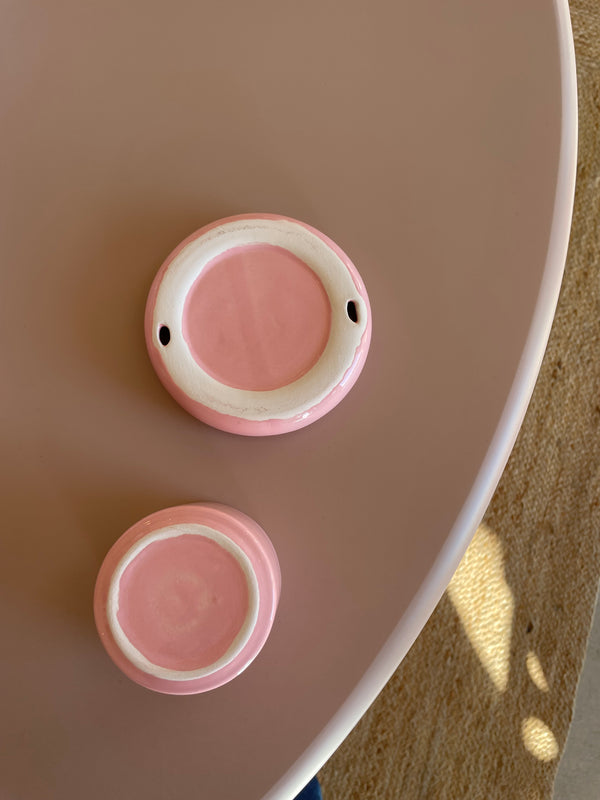 Pink Bubble Glazed Ceramic Cup and Saucer Set