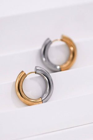 18K Gold Plated Waterproof Stainless Steel Hoop Earrings