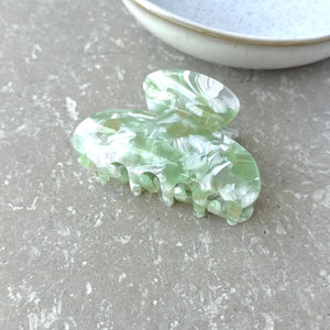 Small Green and White Chip Claw Clip