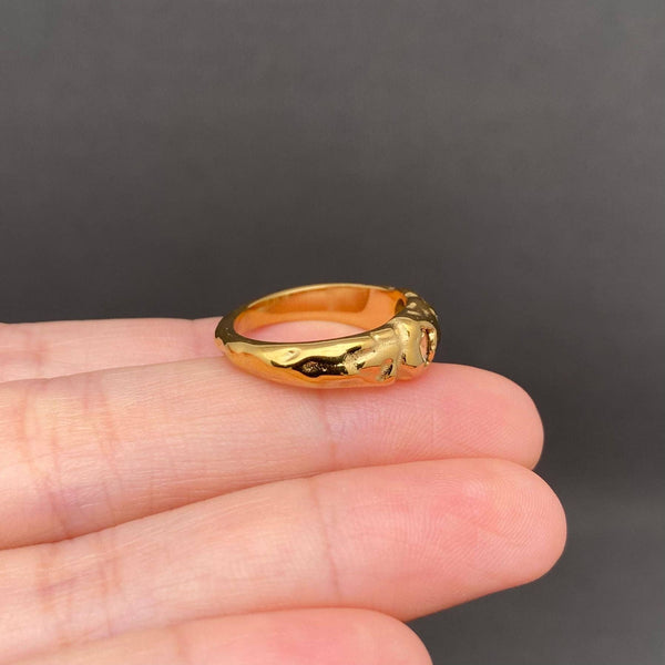Zircon Inlaid 18K Gold Plated Stainless Steel Ring - FGS