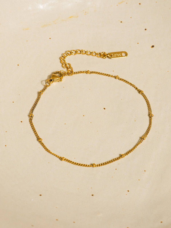 Vivi 18K Gold Non-Tarnish Classic Beaded Chain Anklets