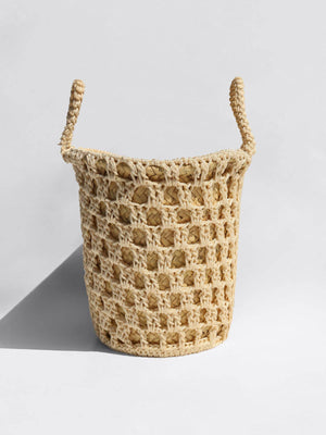 Straw Market Bag with Crochet Detailing