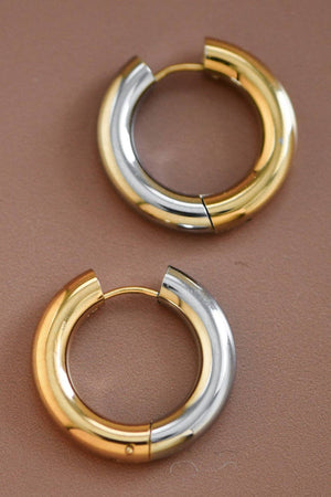 18K Gold Plated Waterproof Stainless Steel Hoop Earrings