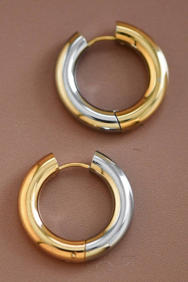 18K Gold Plated Waterproof Stainless Steel Hoop Earrings