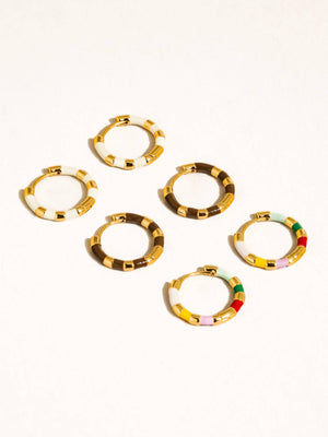 Avielle Gold Vintage Enamel Hoop Earring