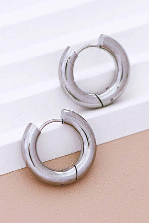 Tarnish Resistant Waterproof Stainless Steel Hoop Earrings - 7078