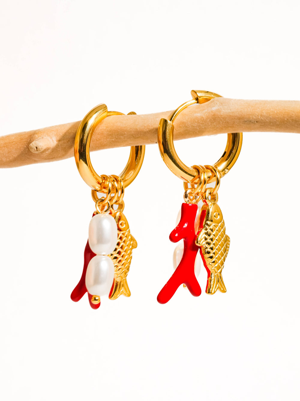 Gold Plated & Non-Tarnish Fish Pearl Earrings